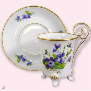 Vtg ALT Tirschenreuth China Footed Demitasse Coffee Cup & Saucer Germany